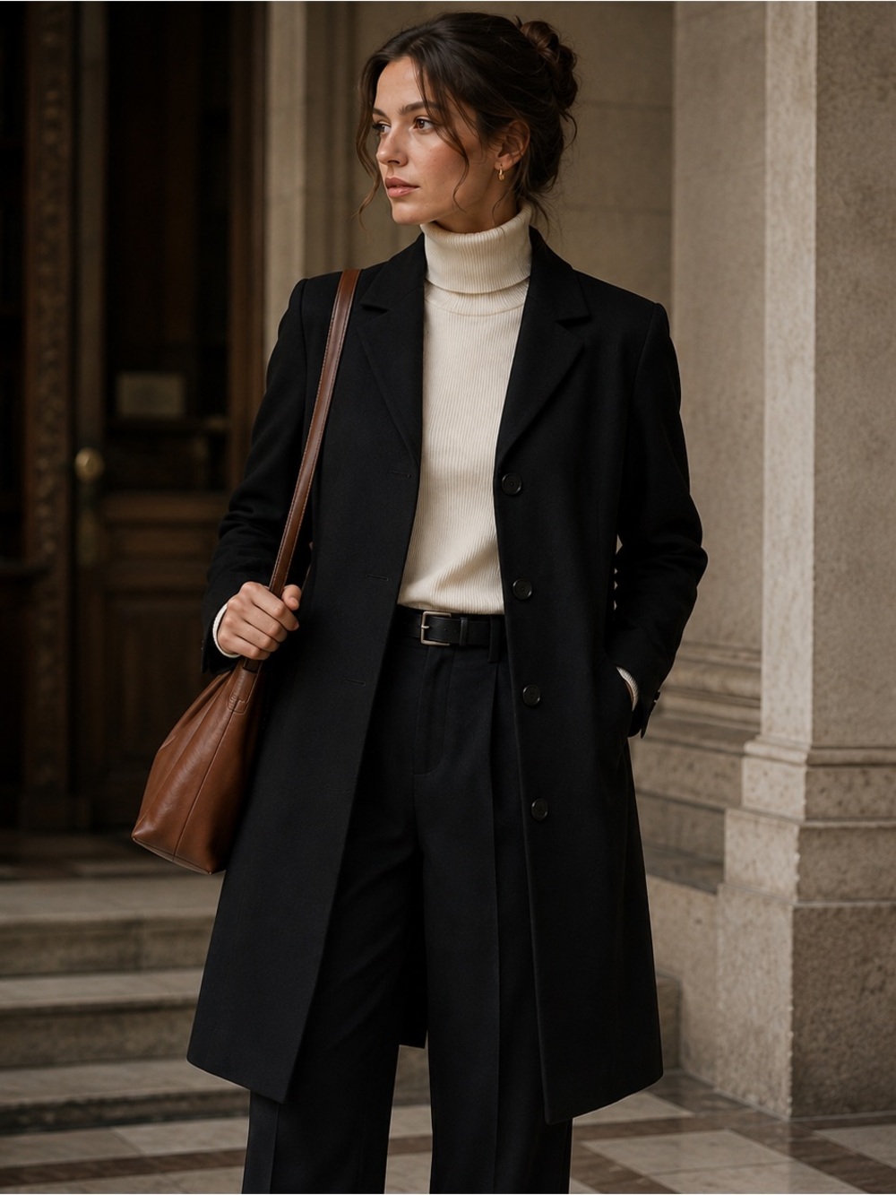 Jones New York Black Longline Blazer Coat S 90s Minimalist Dark Academia